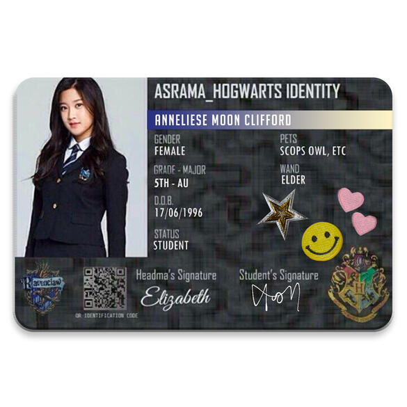 Decorated only. ID Card design owned by Hogwarts.