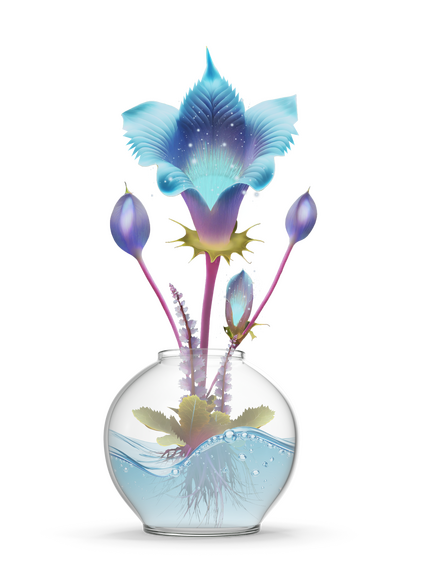 Venilune inside the glass pot for Alpharodite.